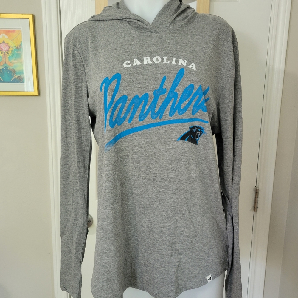 NFL Carolina Panthers Hoodie TShirt Long Sleeve TShirt Slate Grey L NWT '47